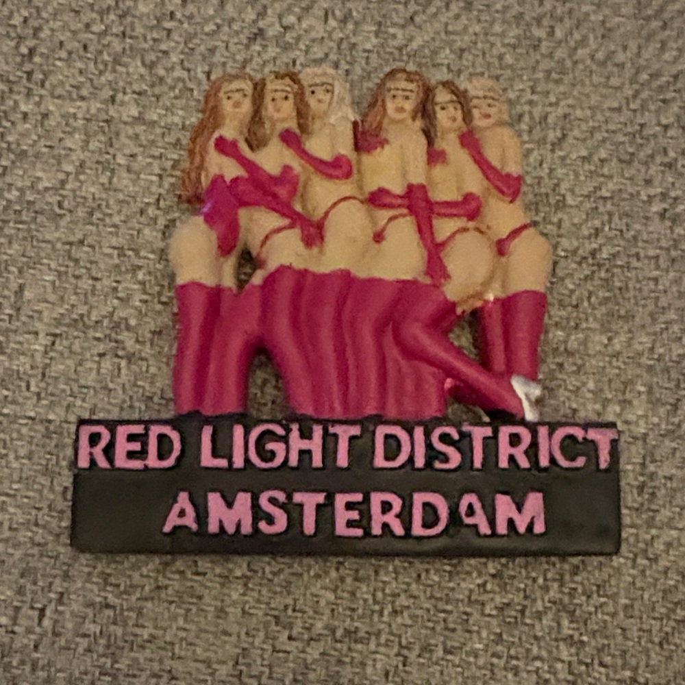 Pink and Black Red Light District Amsterdam Magnet